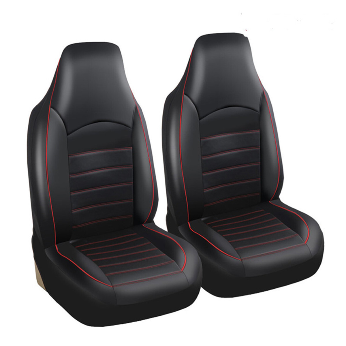 Car Seat Covers PU Leather Front Chair Cushion High Back Bucket Protector 2Pcs