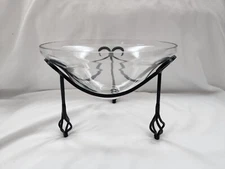Beautiful Display Clear Glass Bowl and Black Iron Stand Candle -Decorative piece