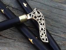 Antique Style Victorian Cane Wooden Walking Stick Vintage Solid Brass Handle New