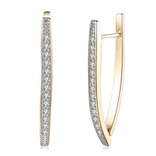 9K REAL GOLD FILLED LONG HOOP EARRINGS MADE WITH SWAROVSKI CRYSTALS GIFT GF14A
