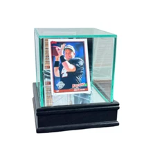 Trading Card Display Case Single Card Display UV Protected Glass & Real Wood