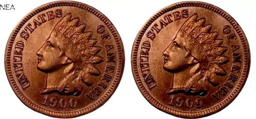 1900+1909 Indian Head Penny Cent Set/Lot ~ Borderline Uncirculated (red) *AU++*