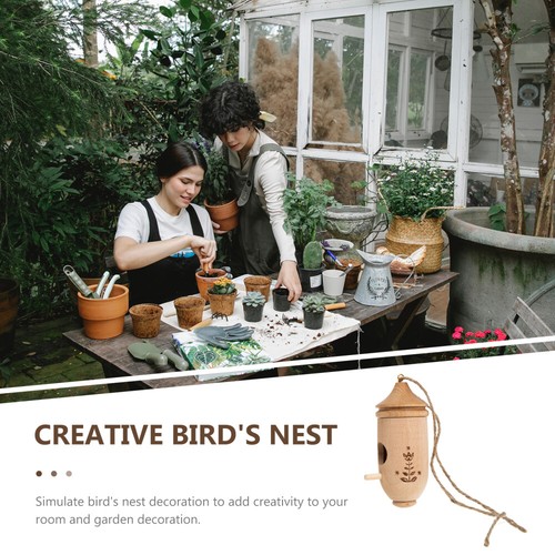 Outside Hanging Bird House Hut Cage Pet Garden Bird House Hanging Wooden House - Picture 3 of 12