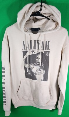 Aaliyah Women s SMALL BEIGE Hoodie Sweatshirt Rap Hip Hop Graphic Brand eBay