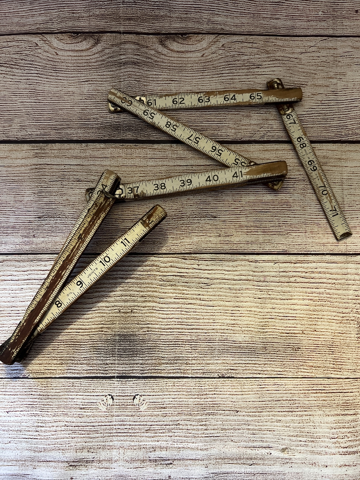 Vintage 6 ft Wood Folding Tape Measure Extension Rule Ruler 72” Made in ...