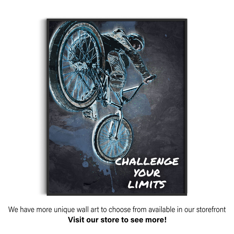 BMX Bike Challenge Your Limits Boys Room Poster Print Wall Decor Office Room