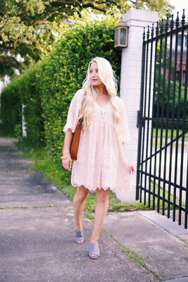 Anthropologie Akemi And Kin Brooke Eyelet Swing Pink Dress Size 2 | eBay