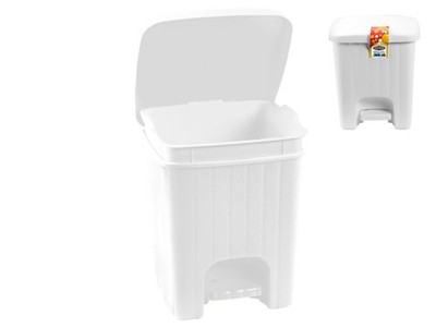 Stefanplast Quadratische Pedal-Mülleimer 4,5 L Weiß aus Polypropylen