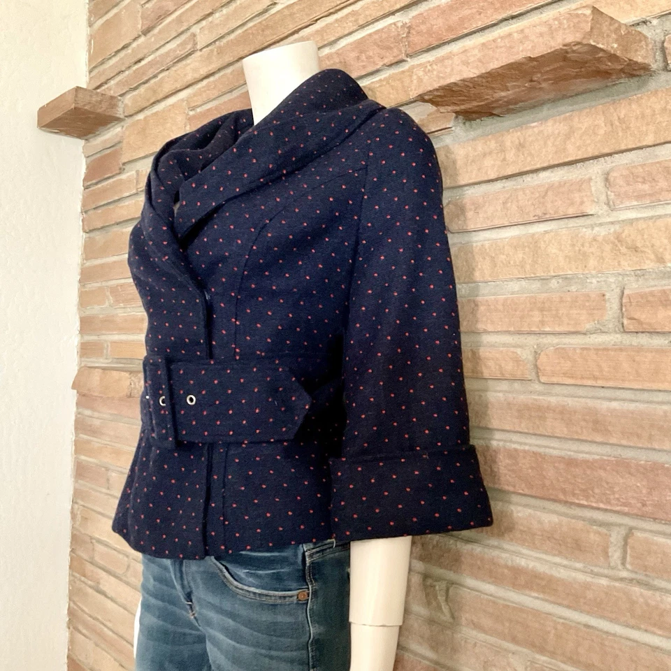 Тюль Anthropologie в горошек подпоясанный бушлат куртка шерстяная смесь маленький - Изображение 3 из 4