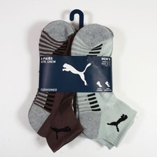 Puma Men's 6-Pair Cushioned Quarter Crew Socks Size L men 8-12 