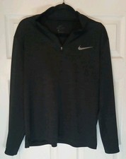Nike Dri Fit Fitted Quarter Zip Black, Long Sleeve, Size LARGE