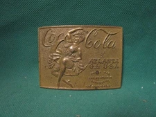 Vintage Coca Cola of Atlanta GA Brass Belt Buckle Trans-Pan San Francisco Expo