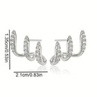 1 pair Rhinestone Three Claw Earrings Women Elegant Luxurious Party Jewelry Gift