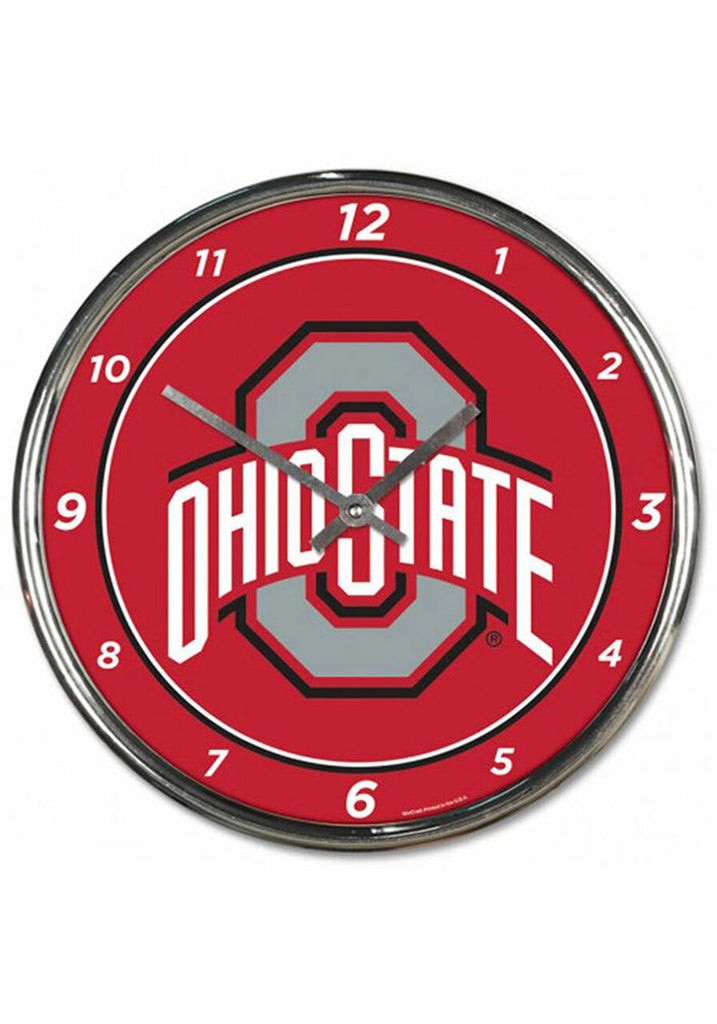 OHIO STATE BUCKEYES CHROME WALL CLOCK