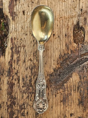 Antique French 950 Silver Gilt-Wash Feeding Spoon (c. 1900) 5''
