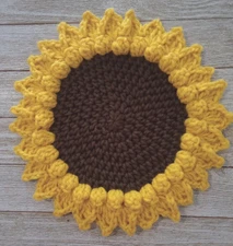 handmade crochet  sunflower coaster doily kitchen trivet 10 Inch yellow new