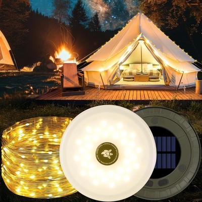 RISEMART Camping Lichterkette Aufrollbar 10M, Campinglampe mit Solaraufladung