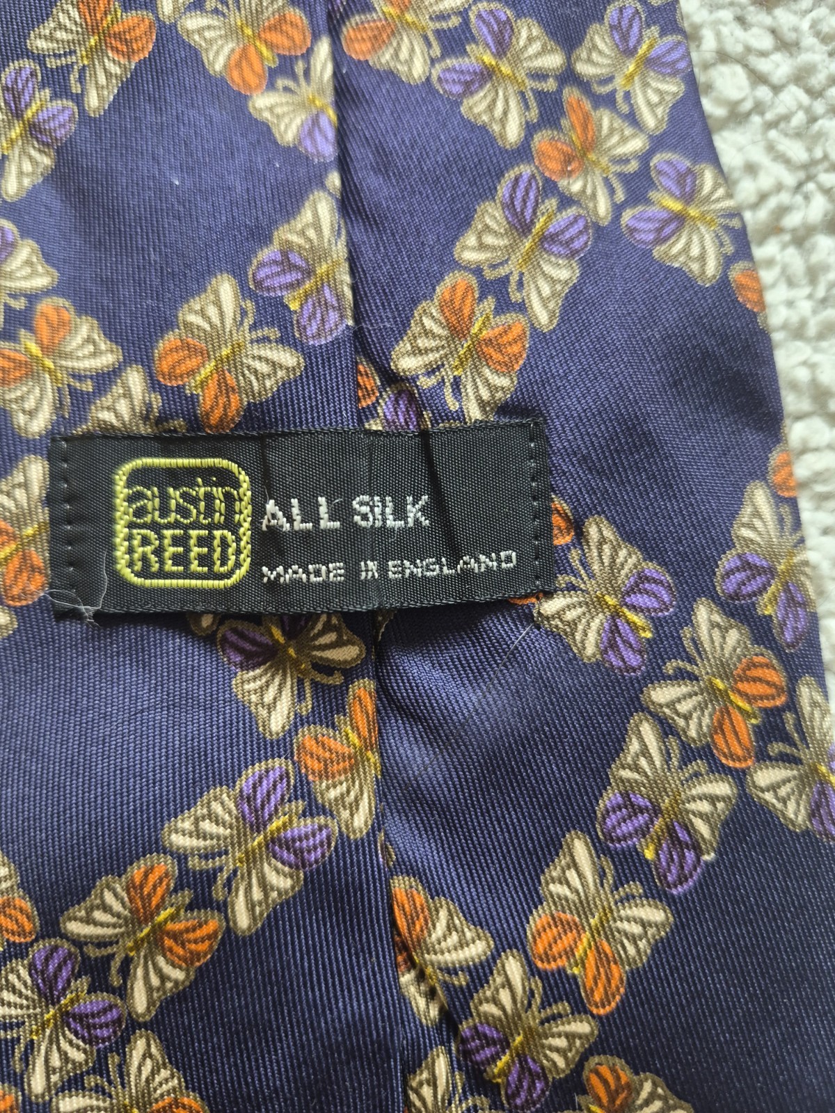 Mens Austin Reed 100% Silk Purple Multi Striped Smart Tie 3.75" Wide 57" Long image 2