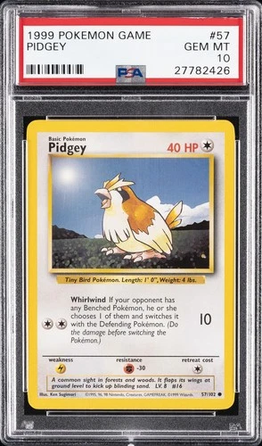 1999 POKEMON BASE SET UNLIMITED #57 PIDGEY PSA 10