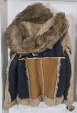 JORDAN CRAIG NAVY DENALI SHEARLING JACKET WITH FAUX FUR LINING SZ XL