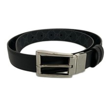 Auth GUCCI GG Supreme 771105 Black Gray Silver PVC Leather - Belt