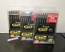  60ct 3 X 20ct PILOT G2 Premium Gel Roller Ball Pens BLACK INK Refillable 0.7mm