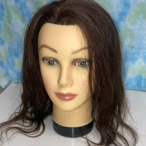 Female Brown Hair, Beige Skin Plastic Mannequin Head for Hair Styling Practice