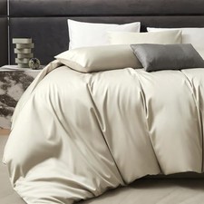 Duvet Cover Set 800 Thread Count Long Staple Cotton Sateen Soft King Beige