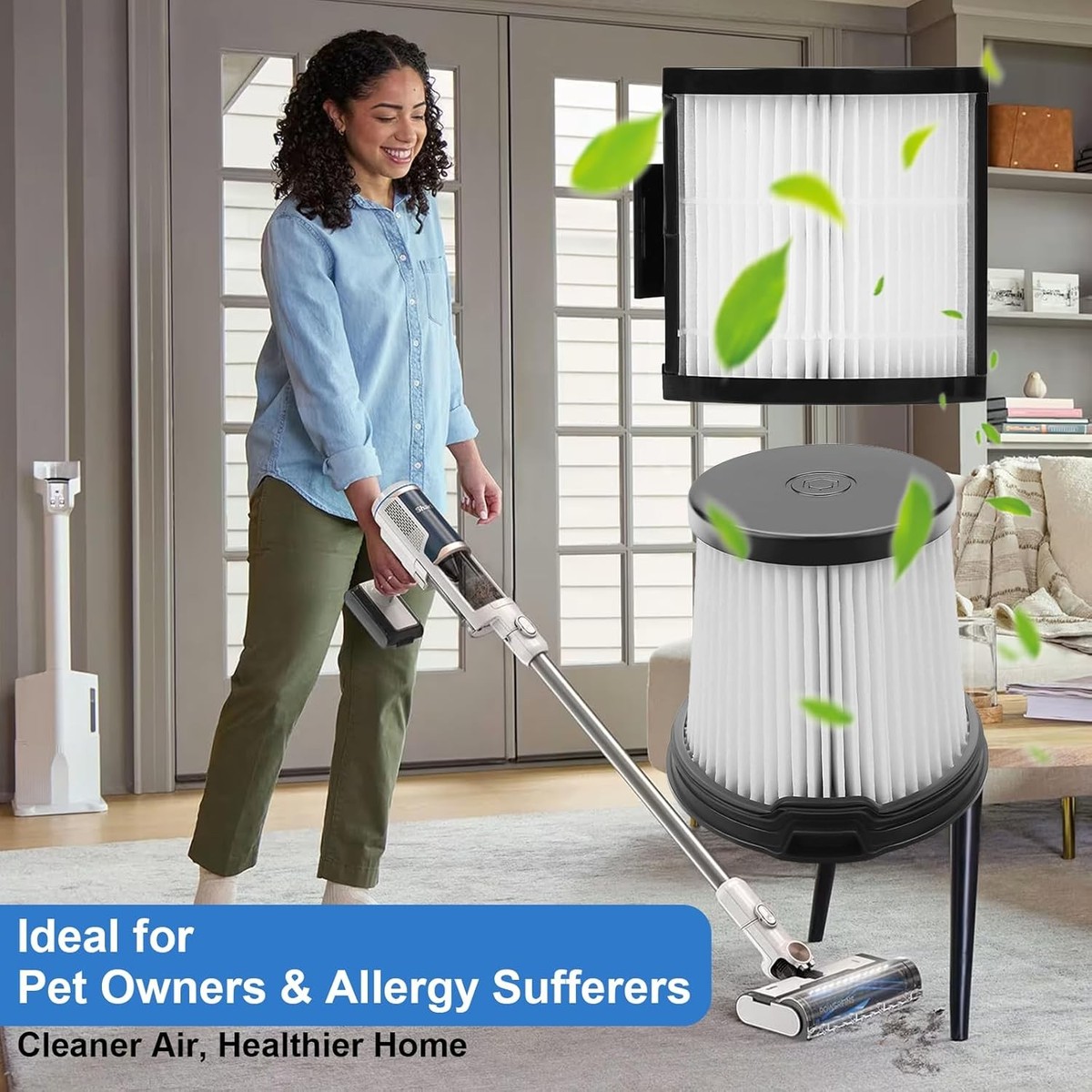 FuxFuis 4 Pz Filtri Di Ricambio Per Aspirapolvere Shark Detect Pro Cordless Vacuum IW3511 IW3120 IW1111 IW1120, Filtri Per Aspirapolvere Lavabili E Riutilizzabili, 2 Filtro Posteriore, 2 Prefiltro - 7