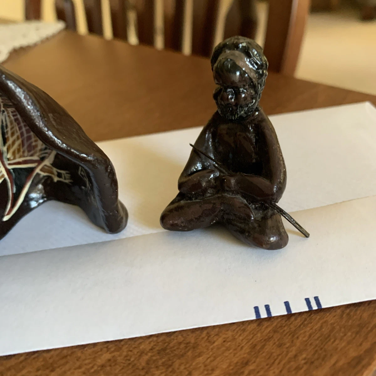 3 Items Aboriginal Man/Woman/Cave W/Markings Inside