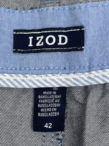 IZOD Mens Size 42 Gray Shorts Button Pockets Chino - Picture 2 of 9