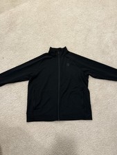 Bench Jacket Mens Full Zipper XL, black, Athletic Stretchy Zip-Pockets, Size XL