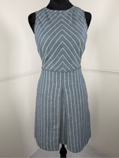 J.Crew Blue White Striped Open Back Sleeveless Dress Size 0 Cotton Lined