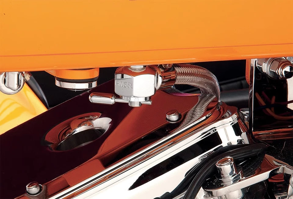 Pingel Power-Flo Petcock - 90deg. 面向内向插座-镀铬摩托车 — 第 3/4 张图片