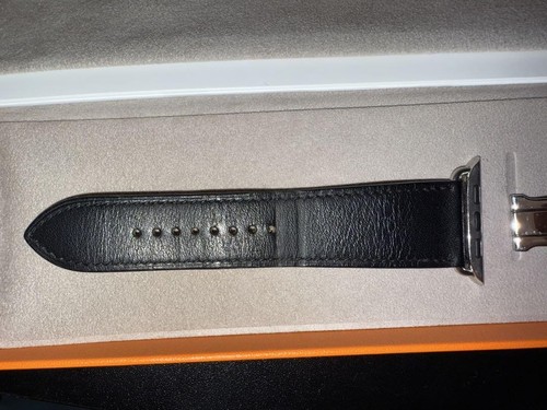Apple D Buckle Band Ebenne Hermes Leather Used 45mm - Zdjęcie 22 z 24