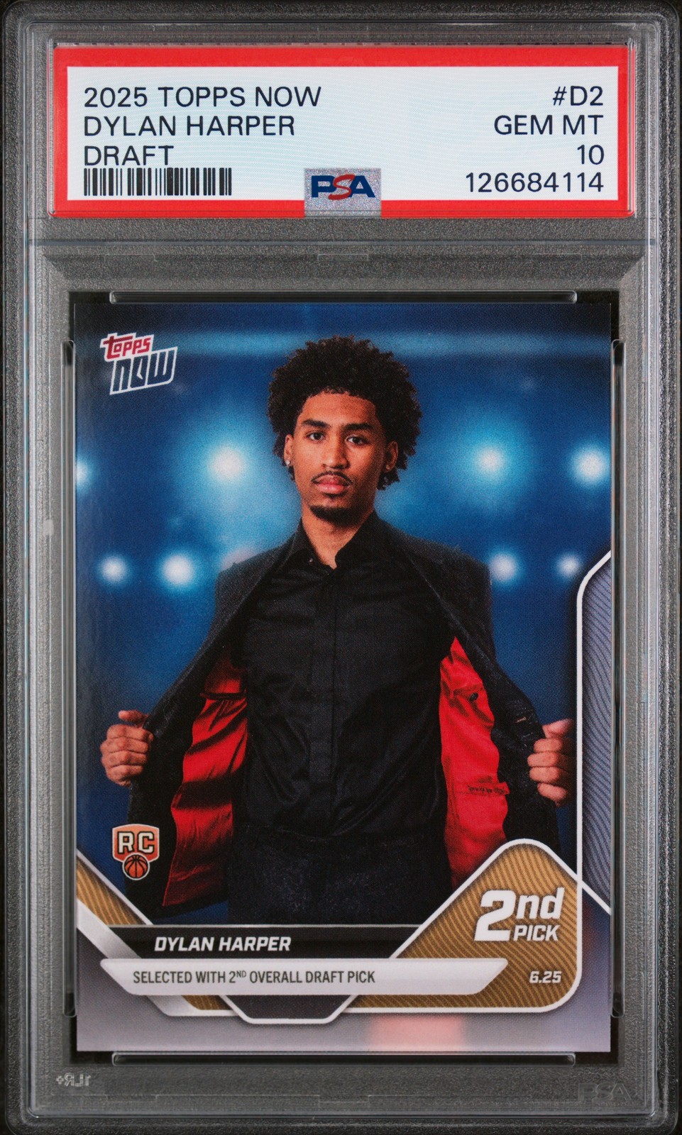 2025 TOPPS NOW DRAFT #D2 DYLAN HARPER PSA 10