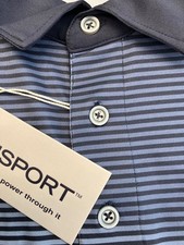 NWT's!  Large, Vansport Men's Blue Stripe Golf / Polo, Logo printed on  Sleeves