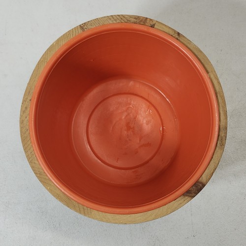 Cuenco de película de palomitas de maíz de barril de madera con forro naranja vintage 8,5" - Imagen 7 de 10