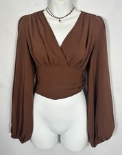Womens Y2K Brown Boho Forest Fairy Grunge Top Cropped Size S Whimsigoth Witchy