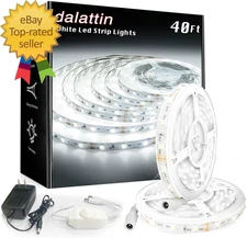 White LED Strip Lights  40Ft Dimmable LED Light Strip 6500K Bright Daylight Whit