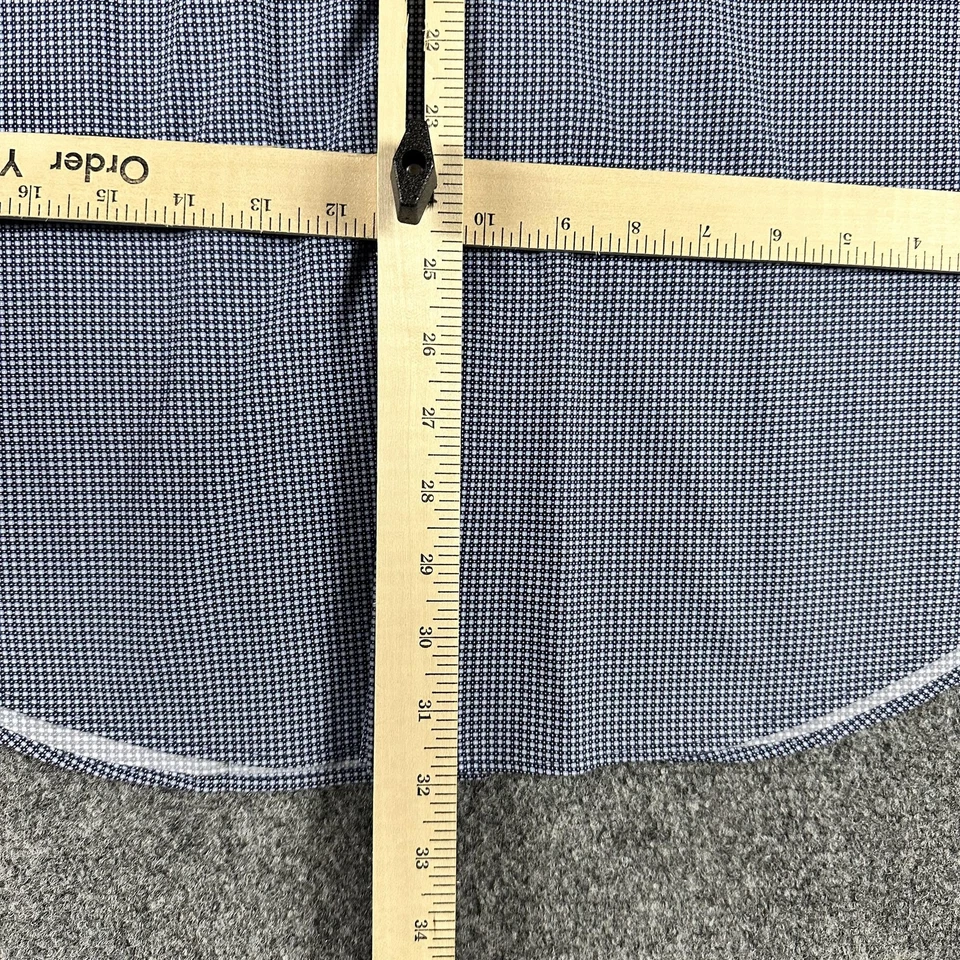 Camisa Peter Millar Para Hombre XL Azul Blanco Cuadros Vestido Manga Larga Con Botones Foto 3 de 4