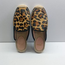 J. Crew Women's Size 7 Leopard Print Calf Hair Leather Slip On Flats AN908