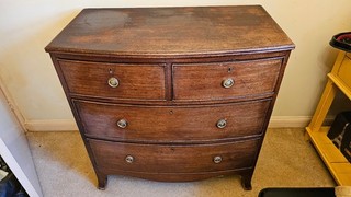 Antique Edwardian Mahogany bow front chest of drawers c.1910 4 drawers