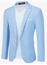 Cloudstyle Men  s Suit Jacket Size S Blue One Button Slim Fit Sport Coat Blazer