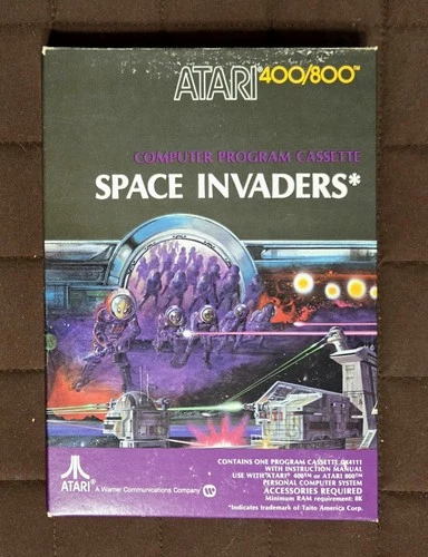 SPACE INVADERS for Atari computers - Original cassette Complete in box w/ manual