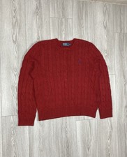 VTG Polo Ralph Lauren Cable Knit Sweater Men Red Size M Cotton