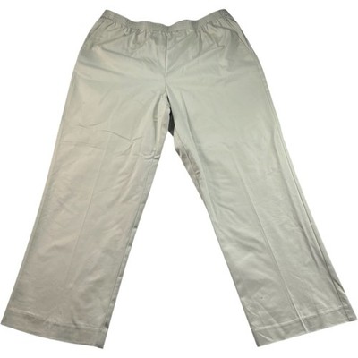 Alfred Dunner Pull On Pants Womens Size 16 Tan Pockets Stretch Elastic Waist New