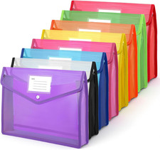 8 Pack Plastic Expanding File Folders, Envelope Folders for Documents Transpar