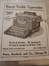 Harris Visible Typewriter and Sears, Roebuck and Co. Add thumbnail