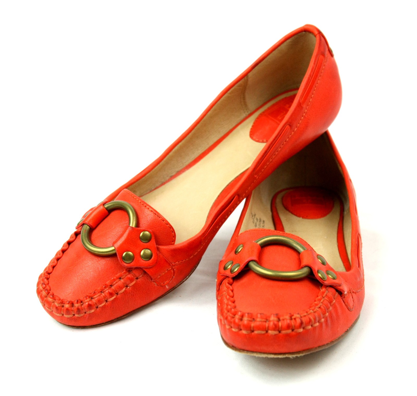 Frye Ruby Ring Orange Leather Loafers Moccasins S… - image 1
